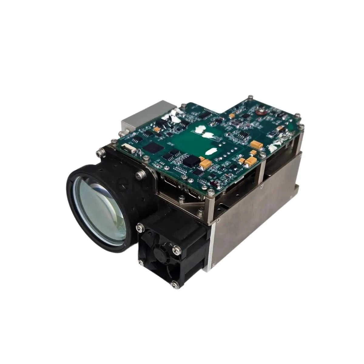 The LDR80K2 Laser Designator adopts a transceiver co-aperture lens. It uses an LDA-pumped Nd:YAG crystal combined with an electro-optical Q-switching technology solution to achieve a typical 1064nm pulsed laser output. The single-pulse energy is 80mJ, and the beam divergence angle is 0.25mrad. It employs an adaptive non-temperature-control technology, allowing it to start working immediately.