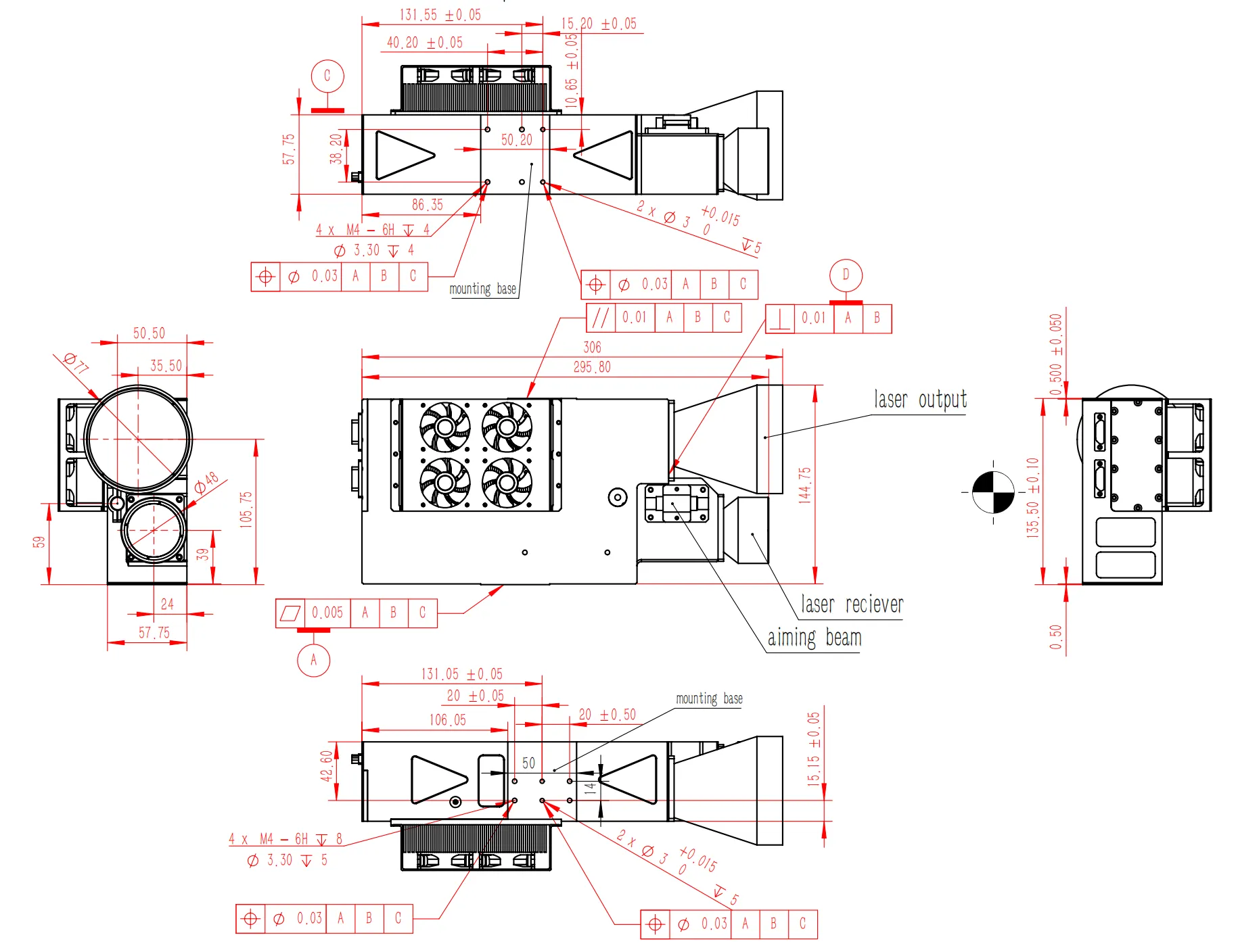 LR160 High-Precision 1064nm Laser Ranging Module for Target Acquisition and Surveillance product technical image
