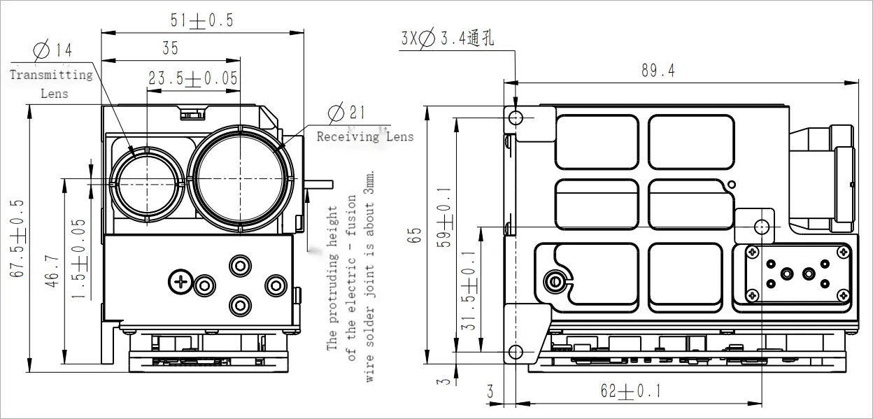 ERDI LDR25K1 1064nm Laser Target Designator with 25mJ Output for Precision Target Marking product technical image