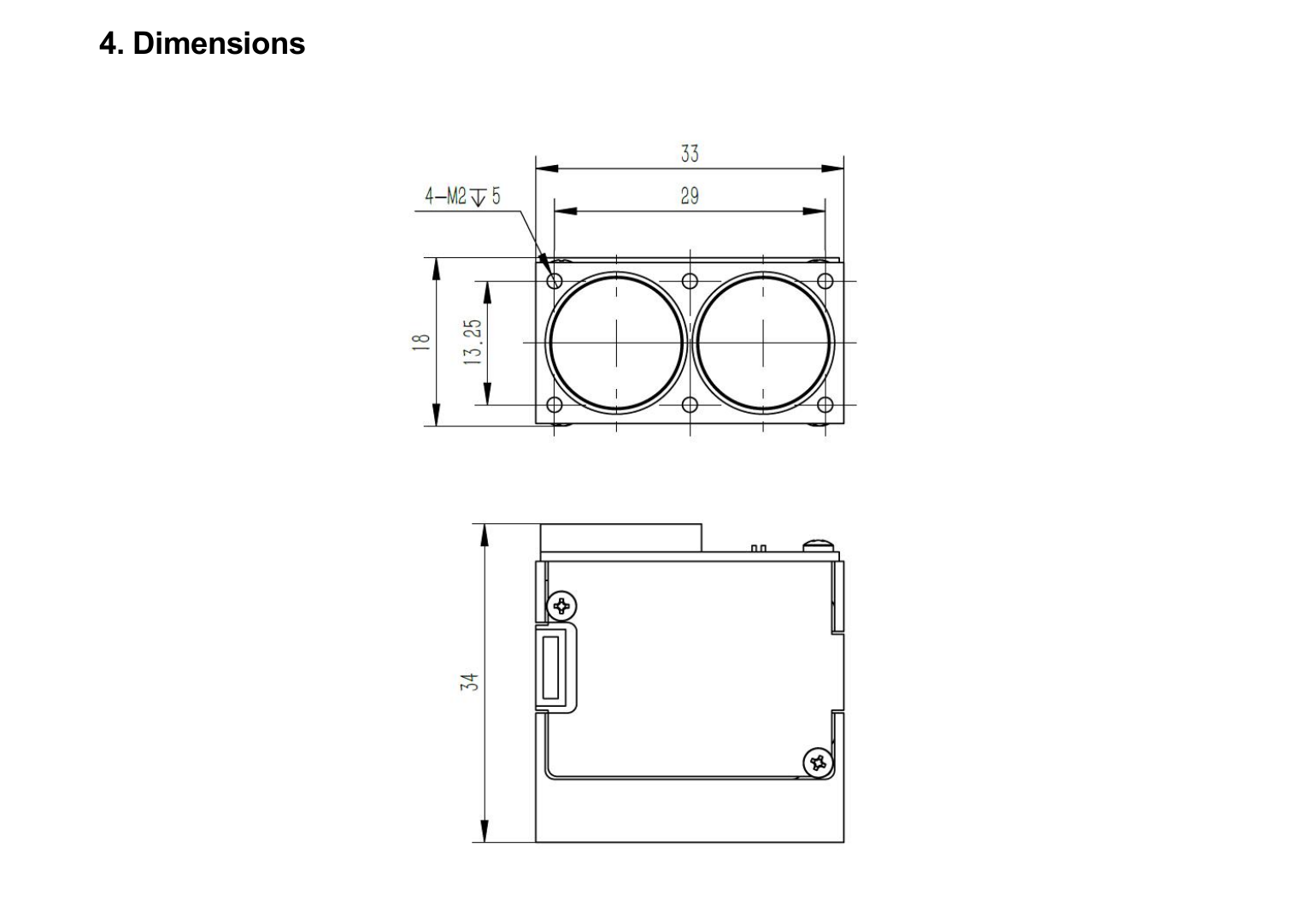 LRF100H two-dimensional mechanical drawing
