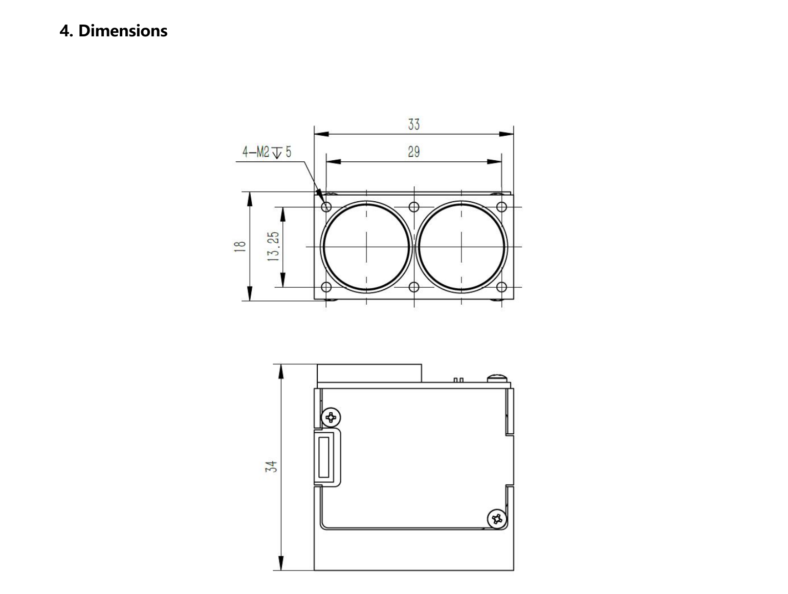 LRF1500H two-dimensional mechanical drawing