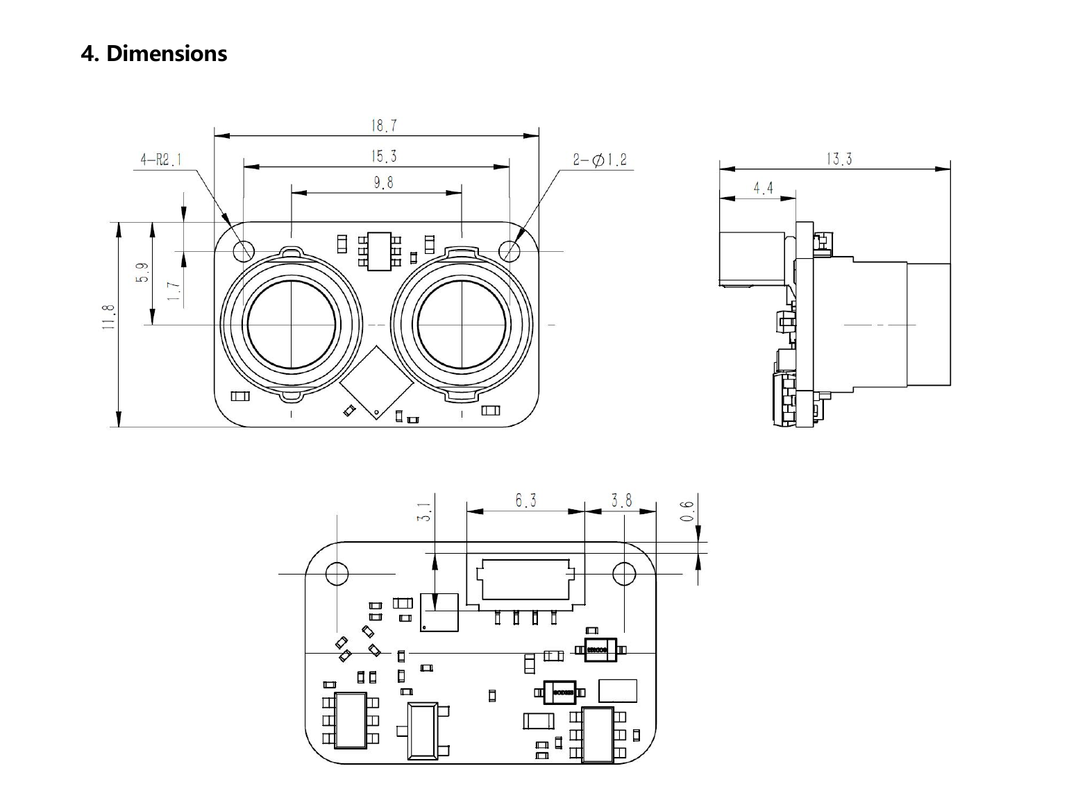 LRF50VB two-dimensional mechanical drawing