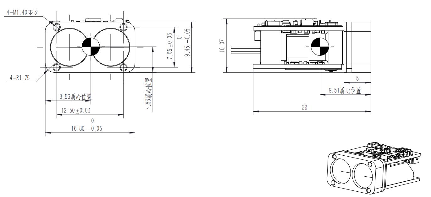 SPD1200D03 original mechanical dimension and center-of-mass drawing