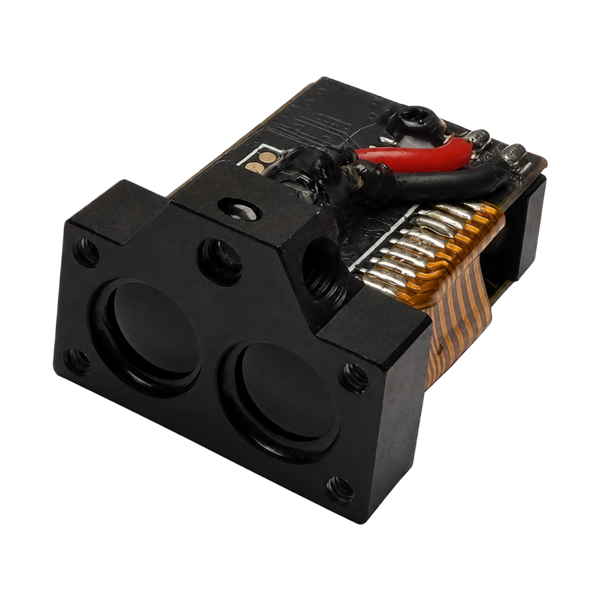 Authentic SPD1200N3 module showing separate transmit and receive apertures, electronics and flexible connection on a transparent background